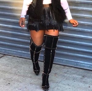 Dolls Kill Thigh High Gold Studded Boots